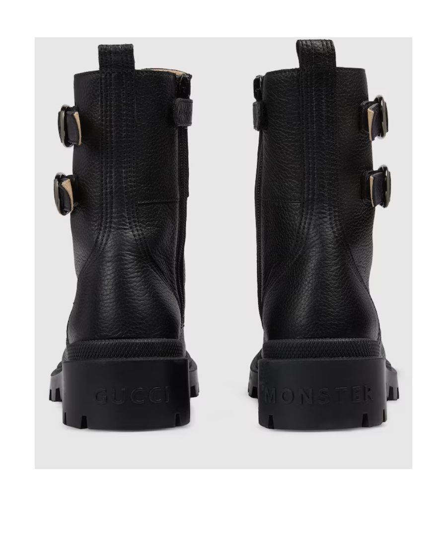 Gucci Double G-embossed Leather Boots In Black
