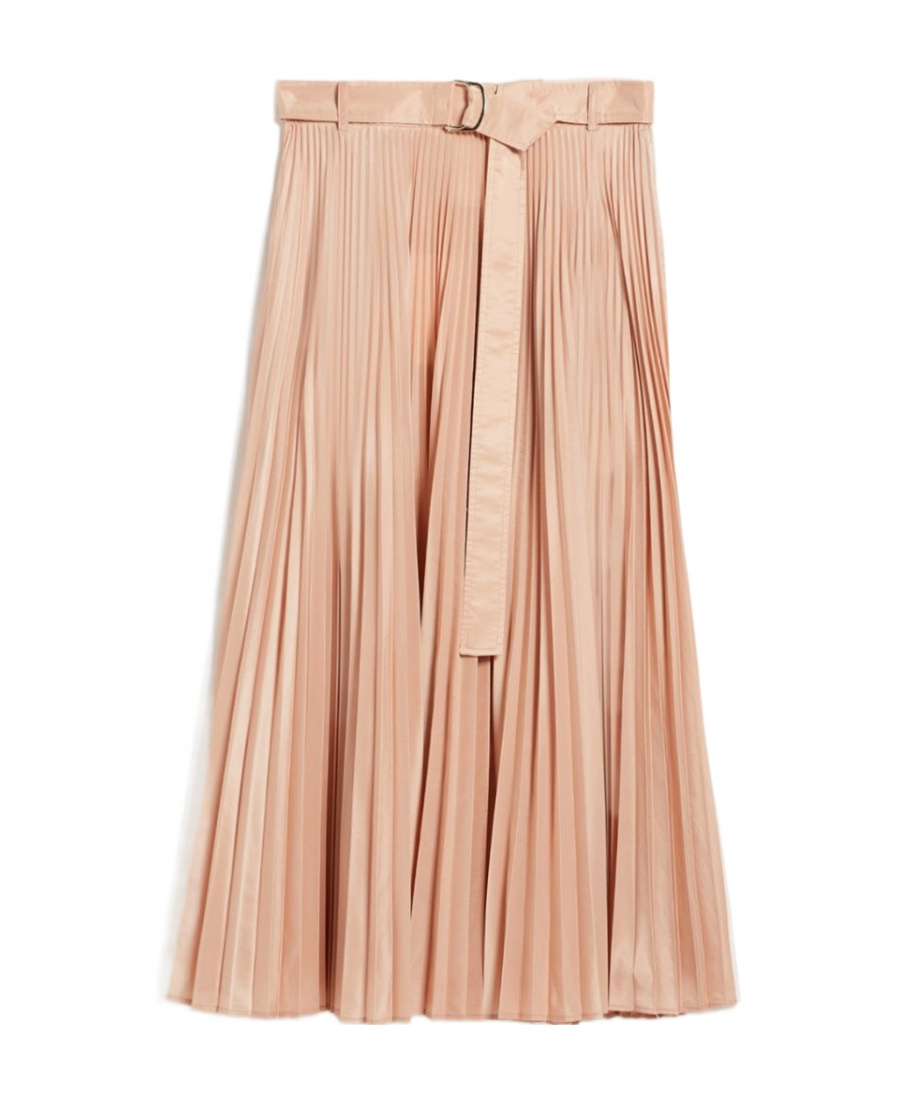 Max Mara A-line Pleated Midi Skirt In Nude