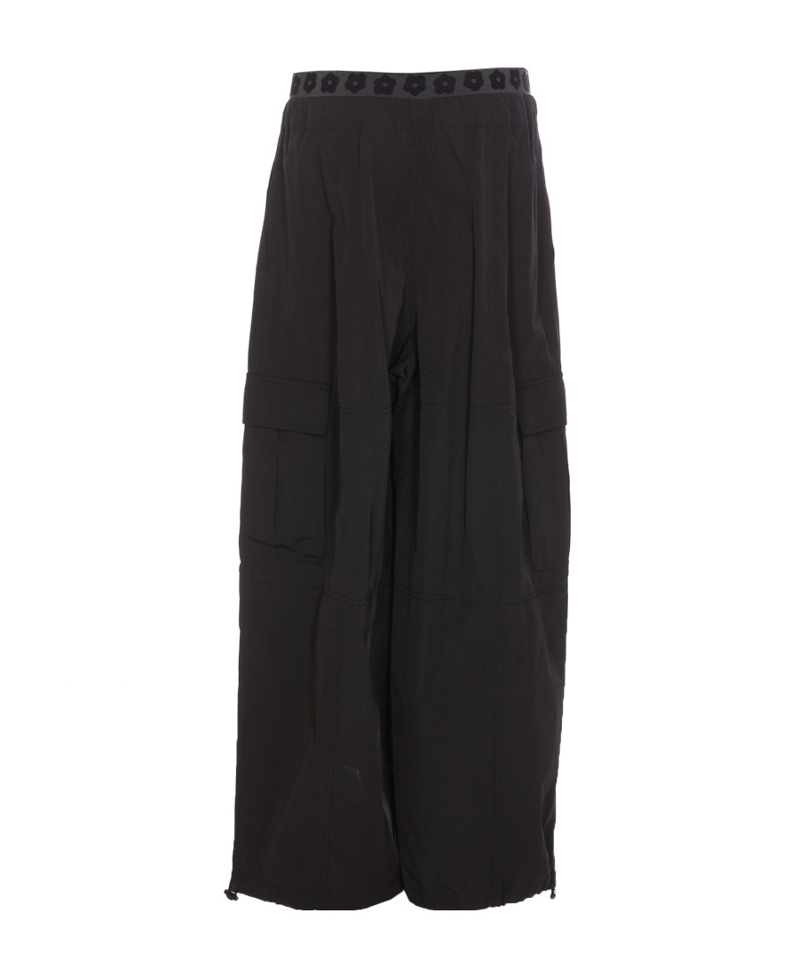 Kenzo Boke Flower 2.0 Black Pants With Flowers Embellishmed Waist And Logo Patch On The Pocket In Cotton B In Black