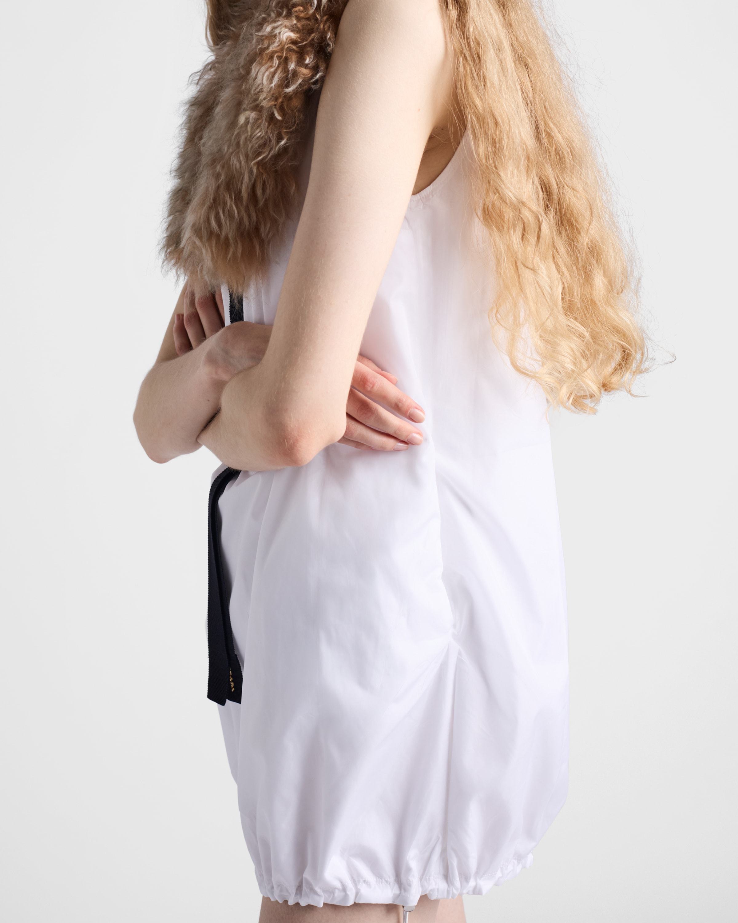 Prada Reversible Cotton Jersey And Re-nylon Mini-dress In White