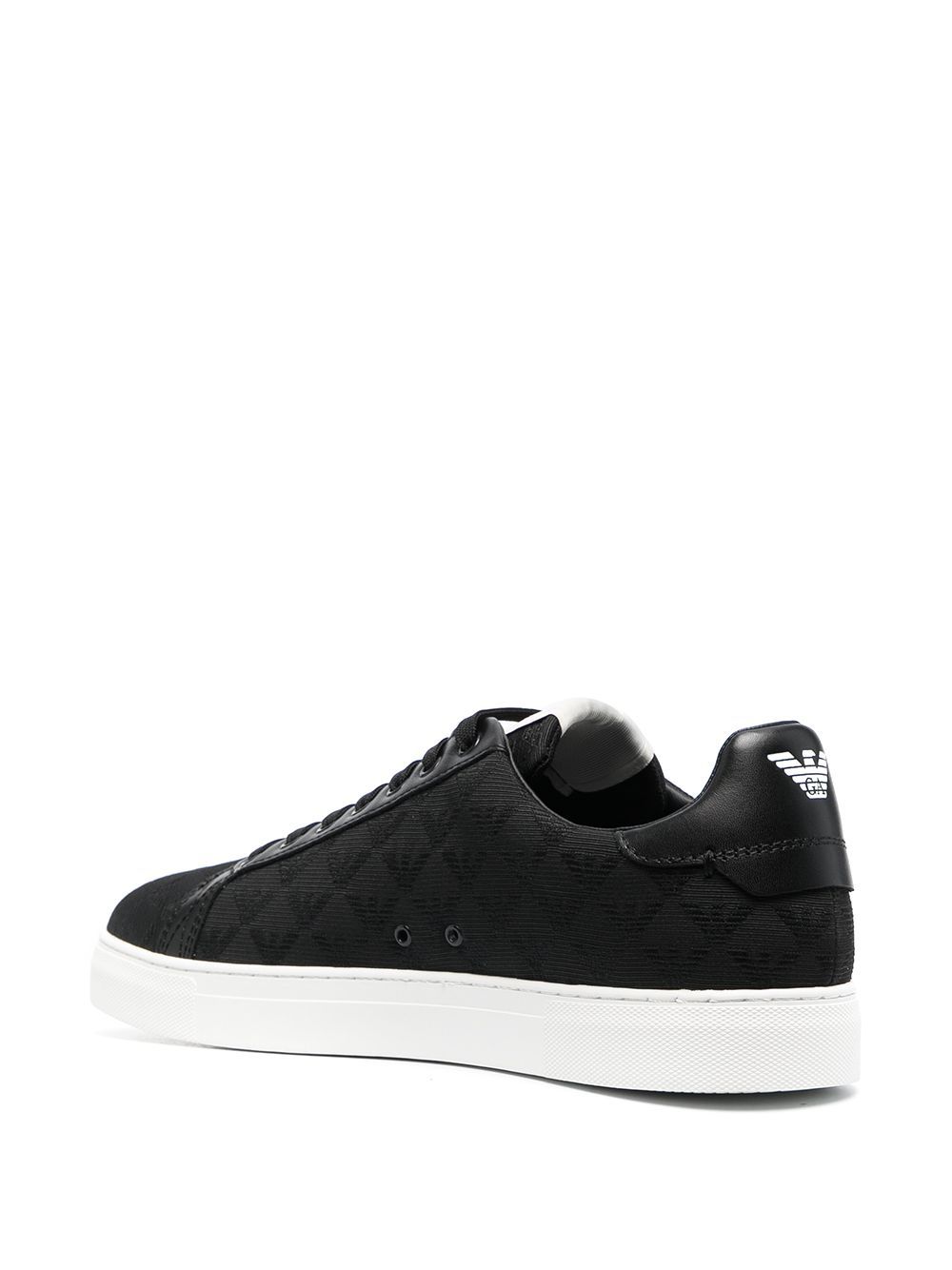 Emporio Armani Nylon Sneakers With Jacquard All-over Eagle In Black