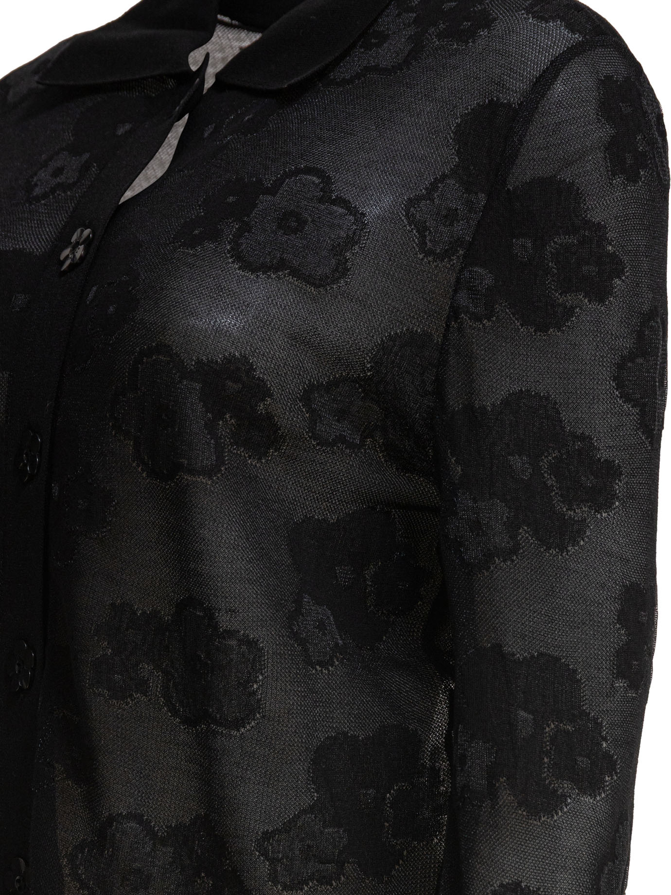 Cecilie Bahnsen Sheer Floral Collared Neck Long Sleeves