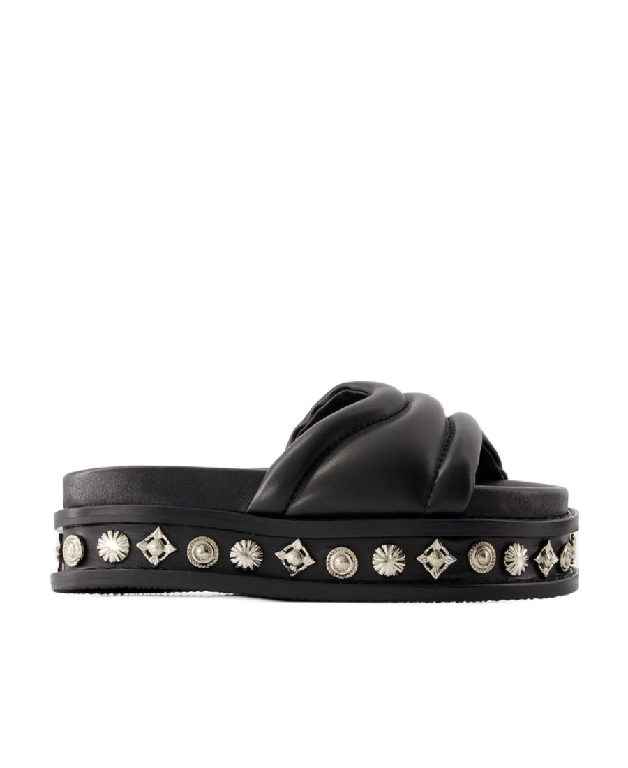 Shop Toga Pulla Studded Padded Sandals In Black