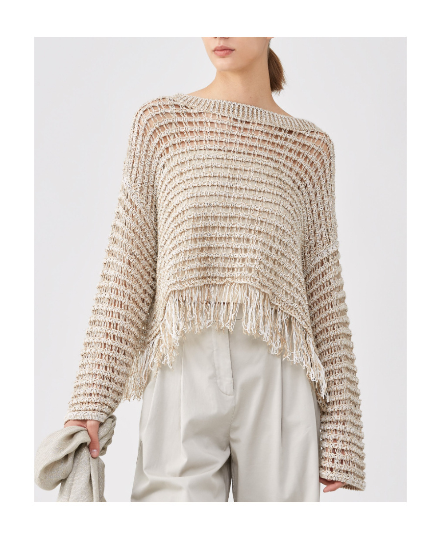 Fabiana Filippi Open-knit Fringe-trimmed Jumper In Multi
