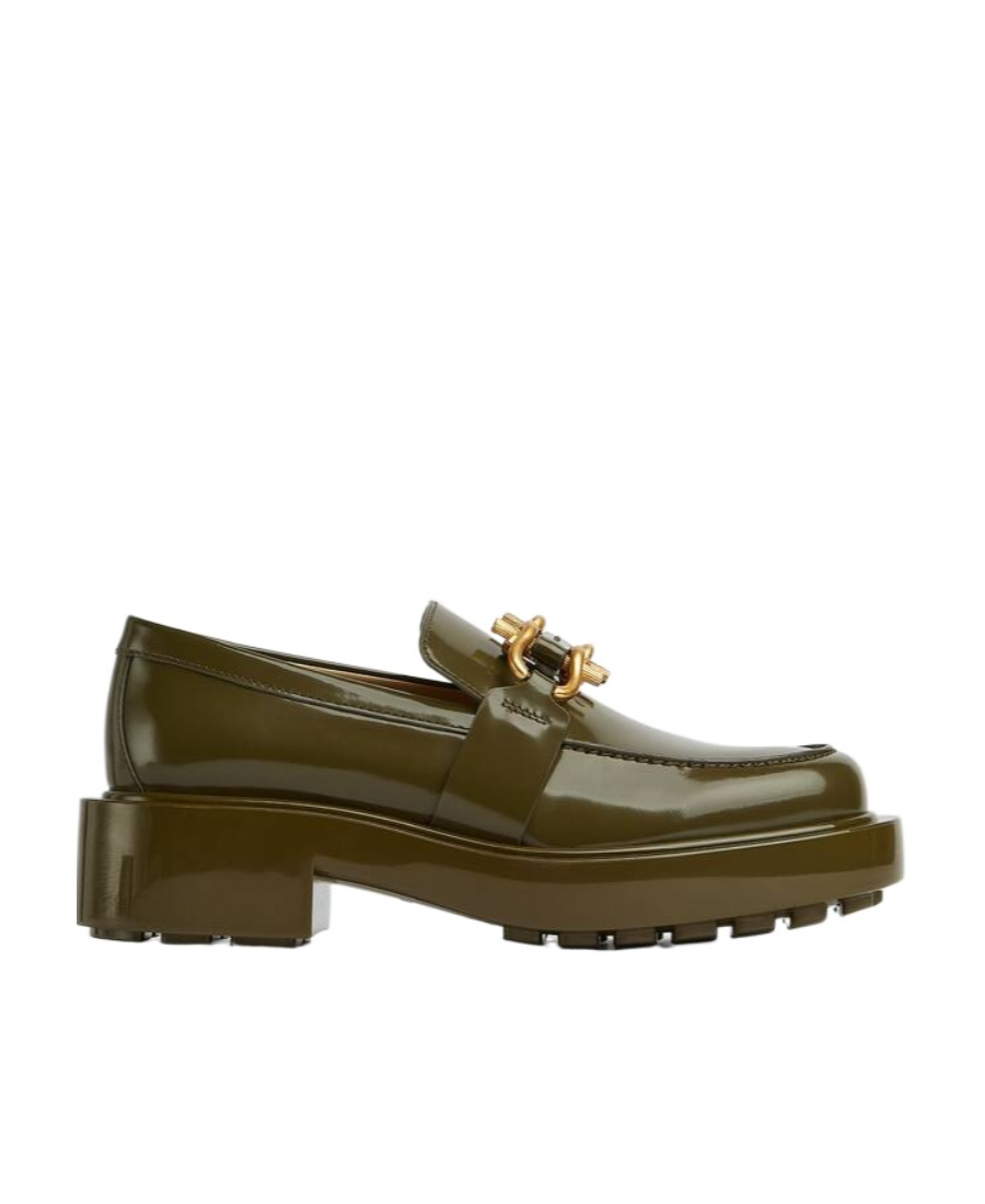 Bottega Veneta Round-headed Loafers With Thick Soles In Green