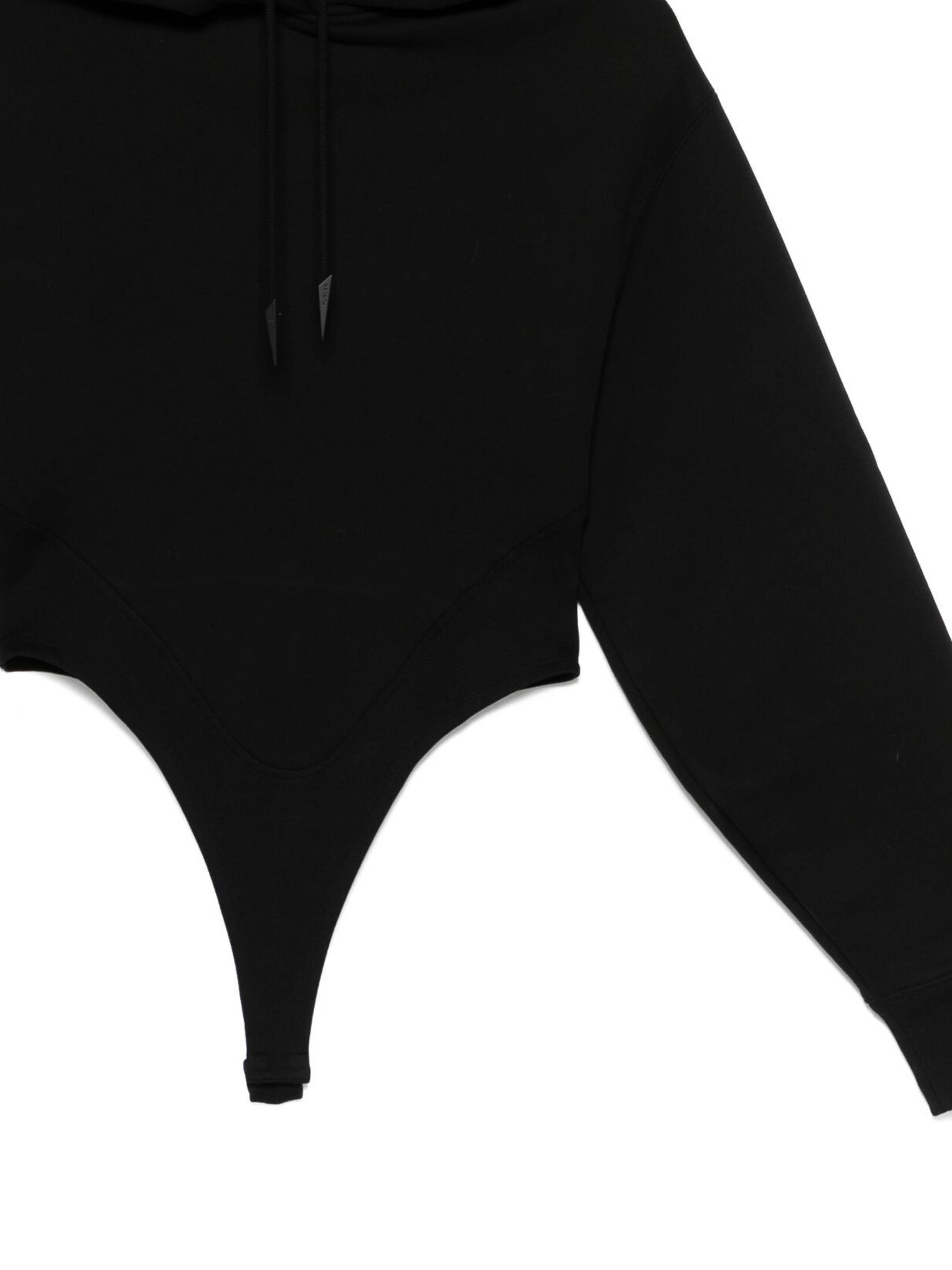 Mugler Cotton Hooded Bodysuit In Black
