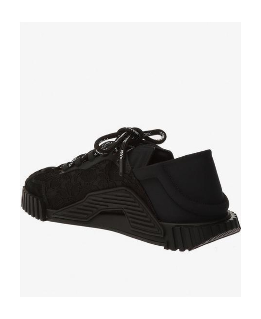 Dolce & Gabbana Ns1 Lace-up Canvas Sneakers With Lace Detail In Black