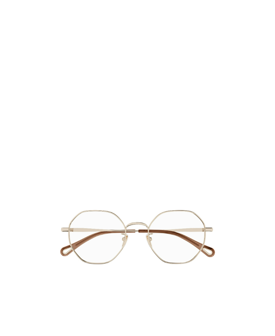 Chloé Metal Geometric-frame Glasses In Nude