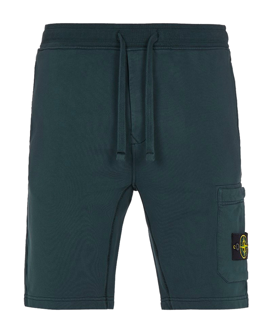 Stone Island Logo Patch Sports Shorts In Green