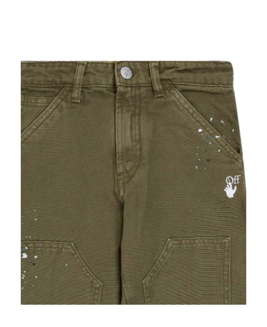 Off-white Paint-splatter Straight Trousers In Green