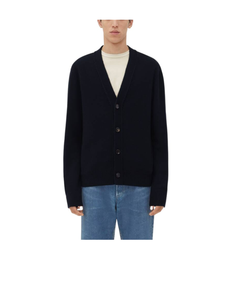 Bottega Veneta Intrecciato-patches Cardigan In Black