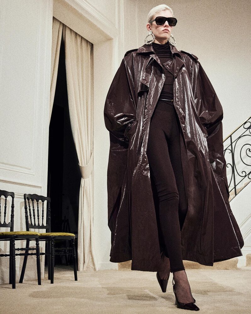 Saint Laurent Draped-design Semi-sheer Jumpsuit In Black