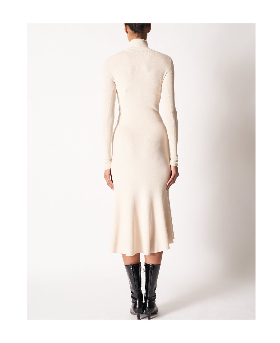 Balenciaga High-neck Knitted Midi Dress In White