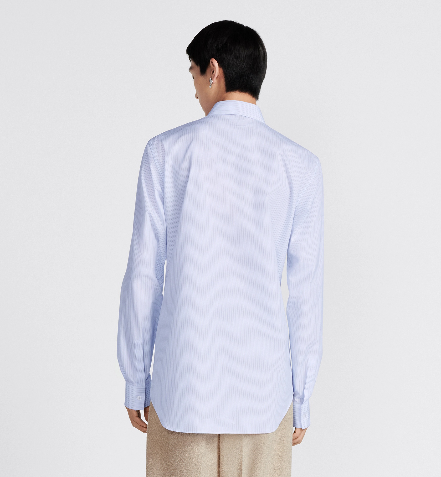Dior Striped Long-sleeved Shirt In Blue