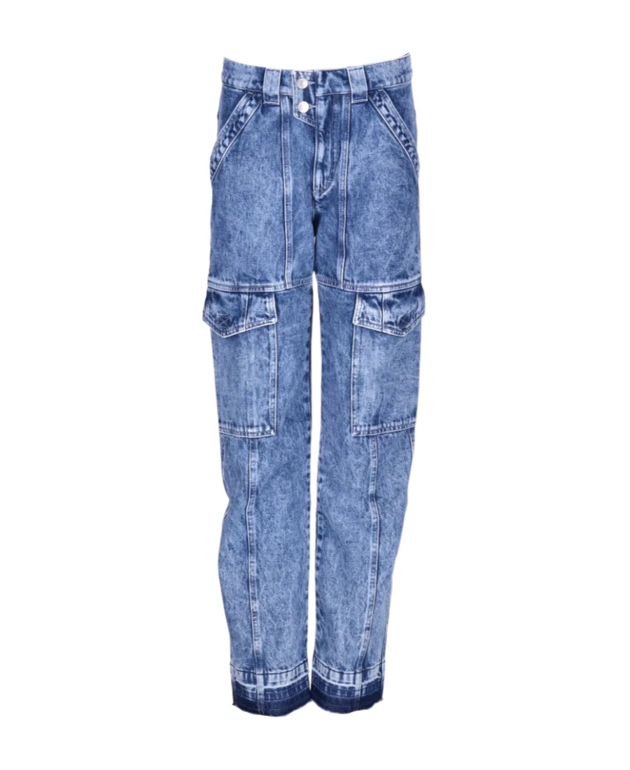 Shop Isabel Marant Étoile Straight Jeans With Overalls Pocket In Blue