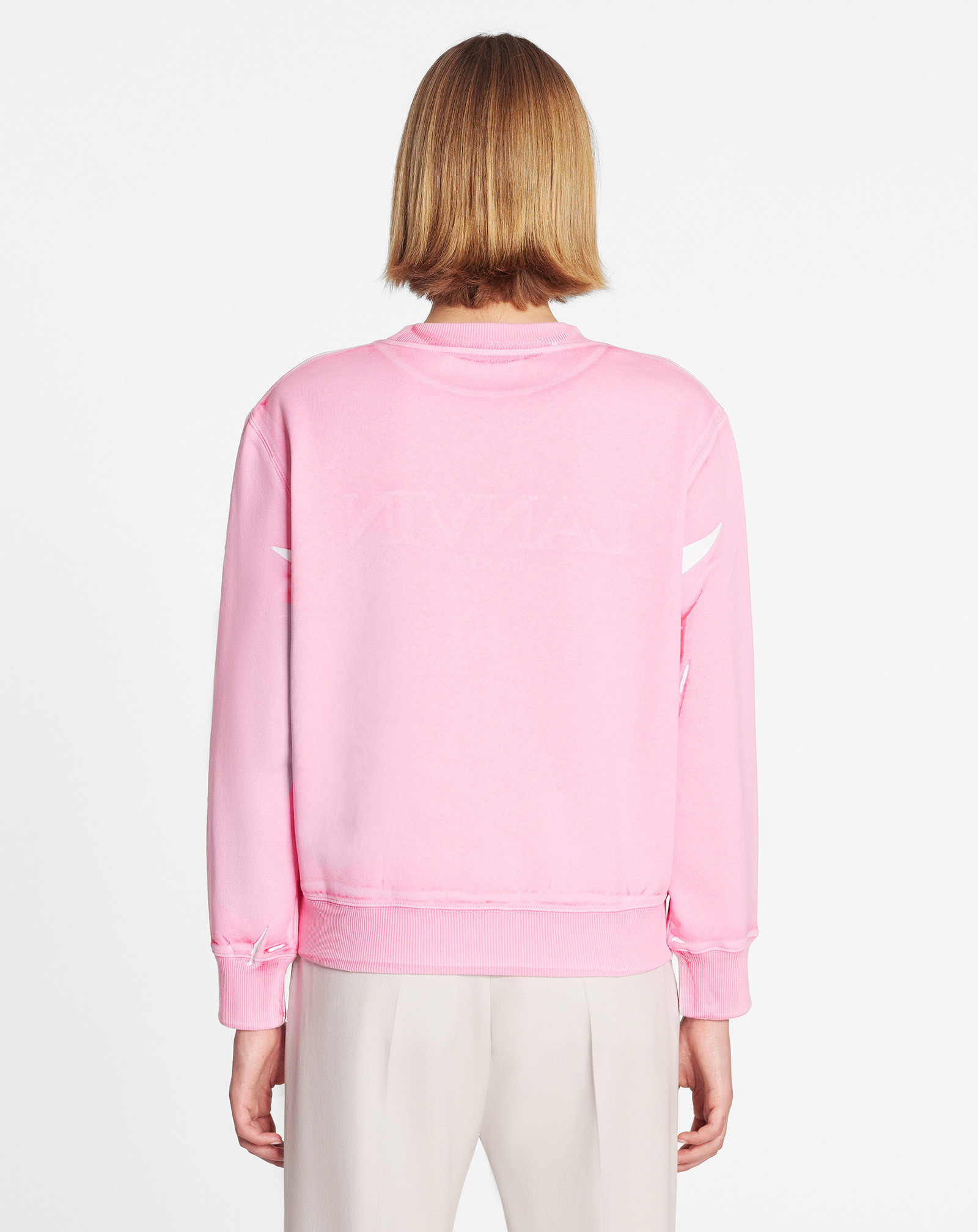 Lanvin Embroidered-logo Crew-neck Sweatshirt In Pink
