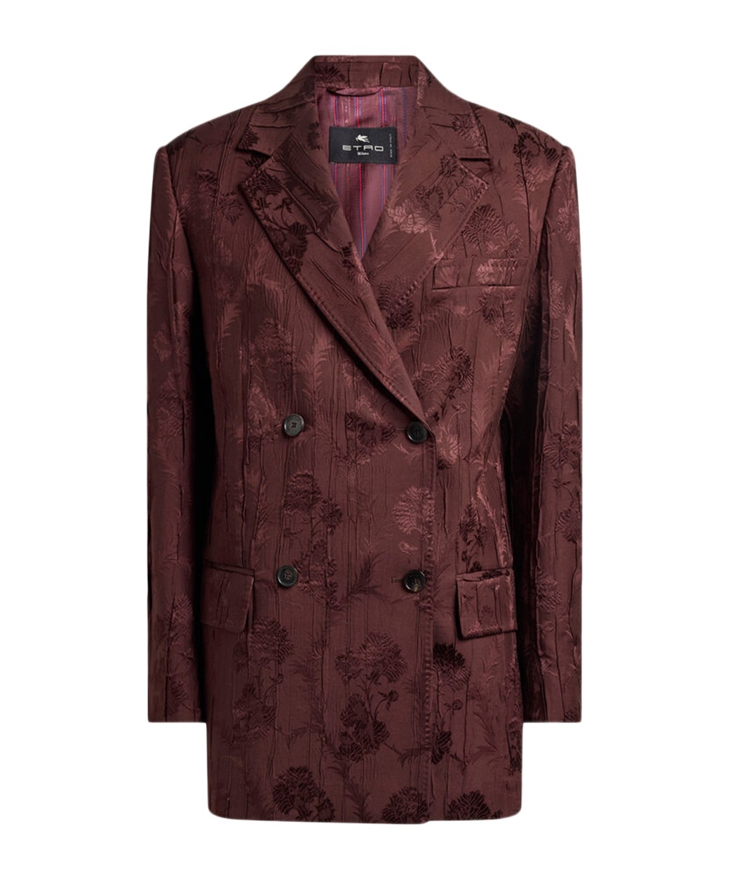 Etro Double-breasted Wool-blend Bark-effect Jacket In Burgundy