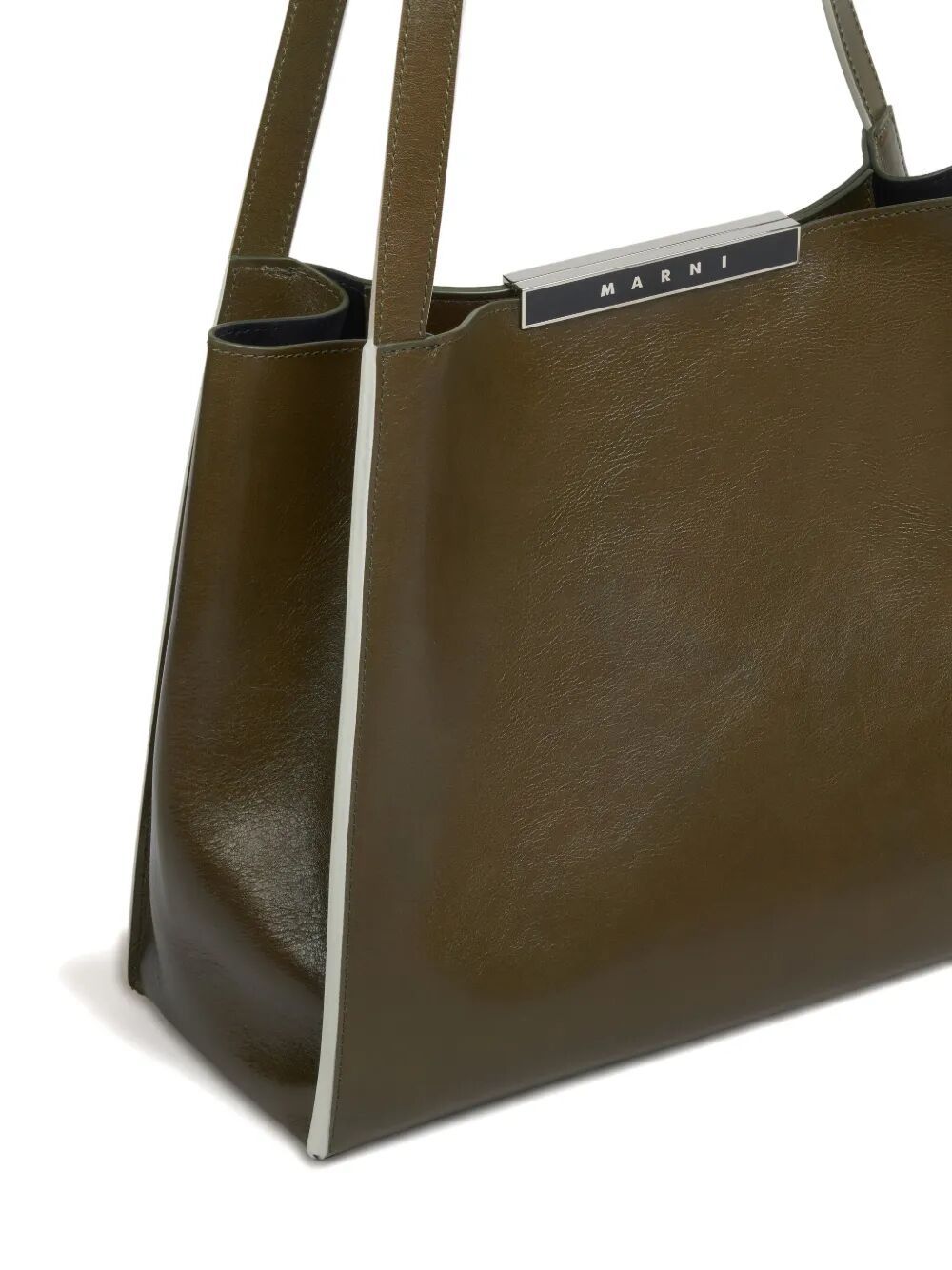 Marni Small Rectangular Tote Bag With Dual Handles In Green