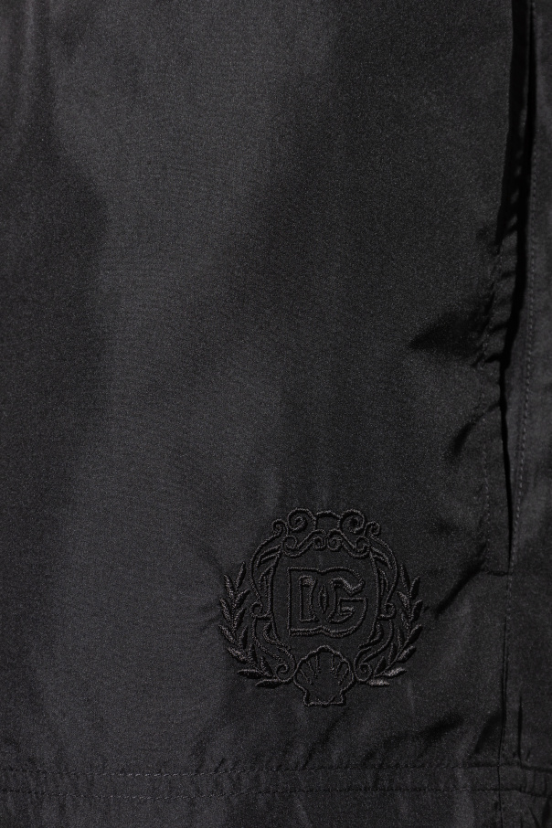 Dolce & Gabbana Logo-embroidered Drawstring Swim Shorts In Black