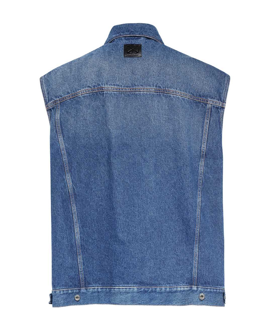 Off-white Buttoned Denim Vest In Blue