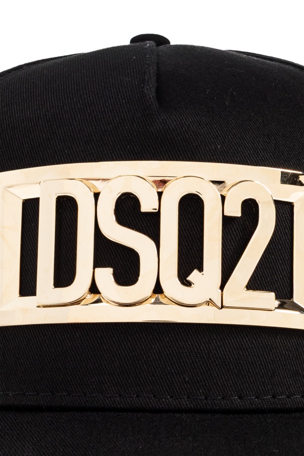 Dsquared2 Gold-tone Logo Plaque Baseball Cap In Black