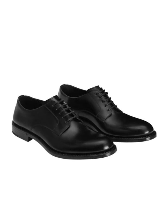 Dolce & Gabbana Lace-up Derby Shoes With A Brushed Finish In Black