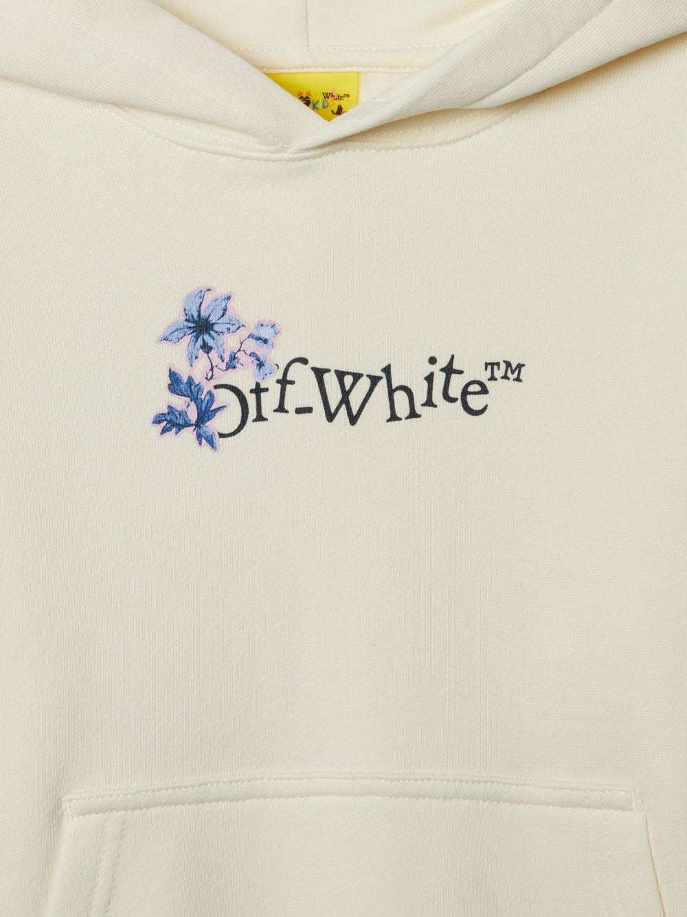 Off-white Arrow Flowers Cotton Hoodie In White