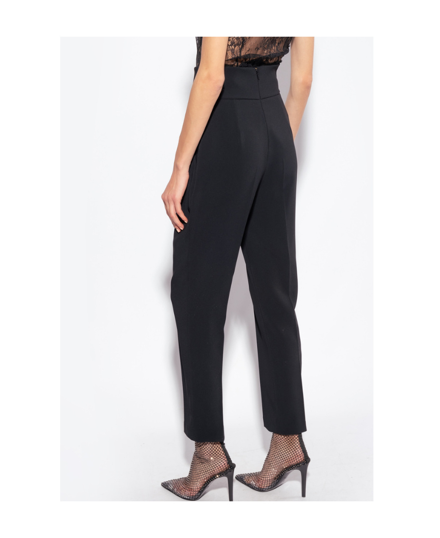 Pinko High-waisted Cropped Trousers In Black