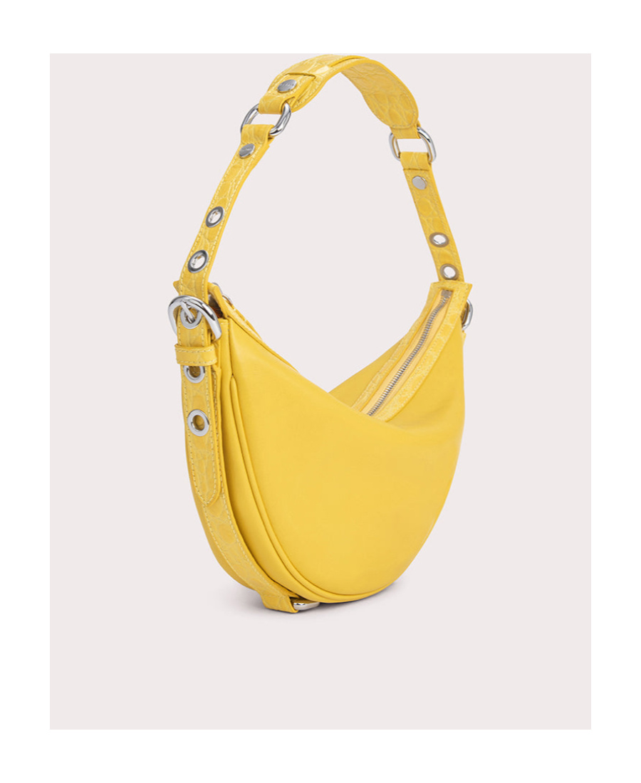 By Far Gib Crocodile-embossed Shoulder Bag In Yellow