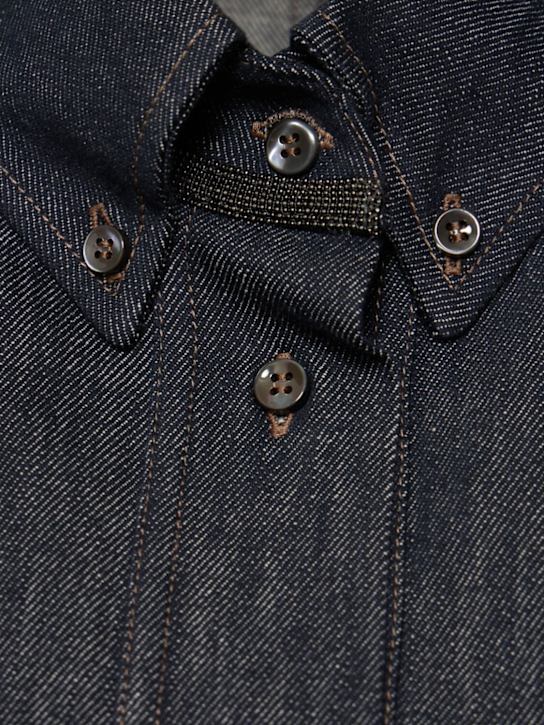 Brunello Cucinelli Denim-effect Twill Maxi Dress With Monili Detailing