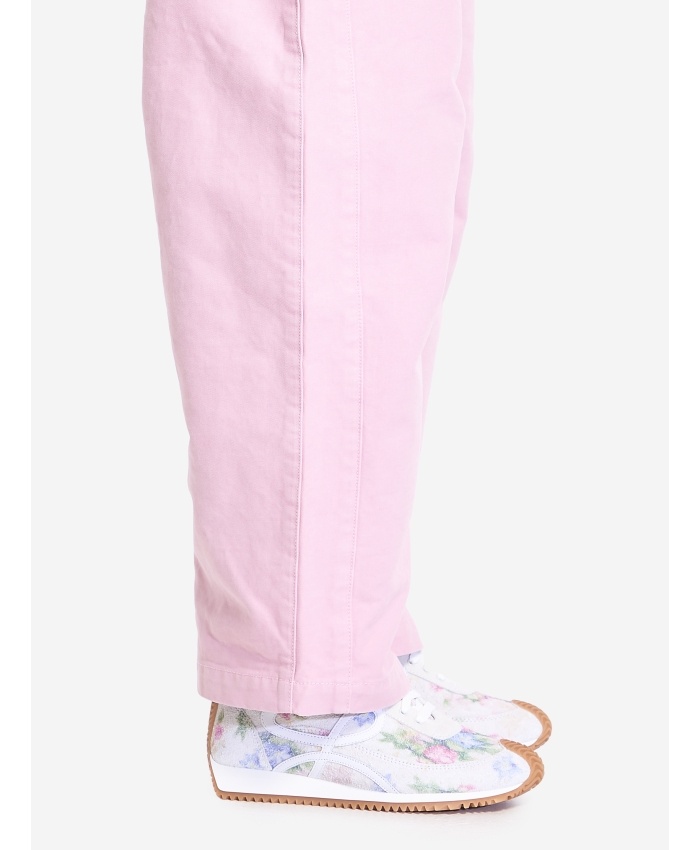 Loewe Barrel Pleated Wide-leg Ankle Trousers In Pink