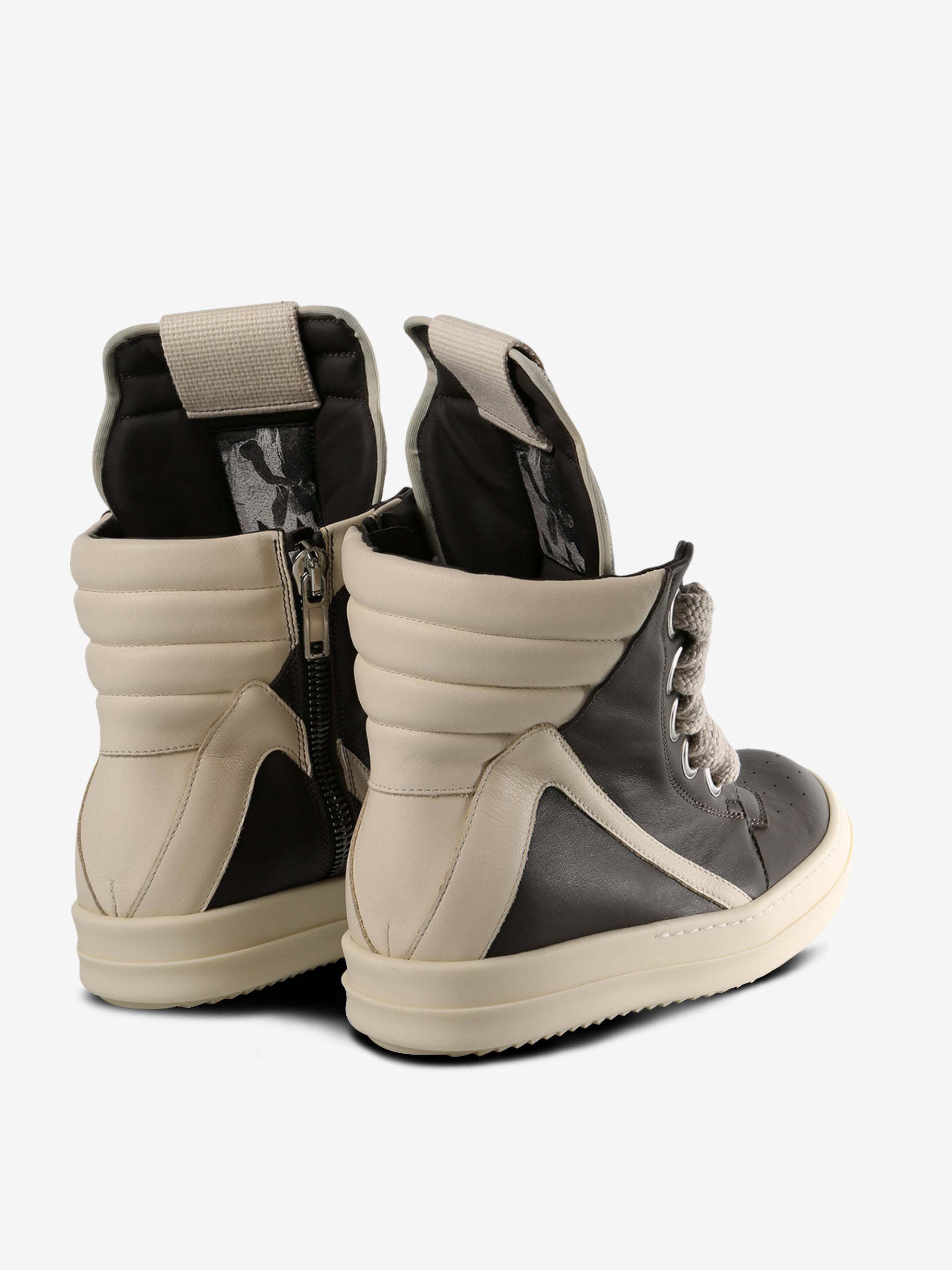 Rick Owens Round Toe High Top Casual Shoes In Brown
