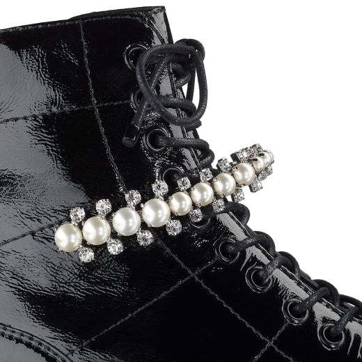 Jimmy Choo Cruz Crystal-embellished Textured-leather Ankle Boots In Black