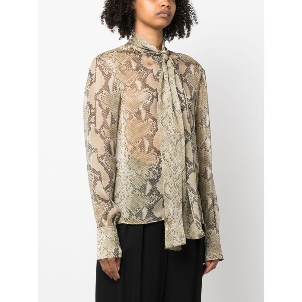 Stella Mccartney Python-print Silk Shirt In Nude