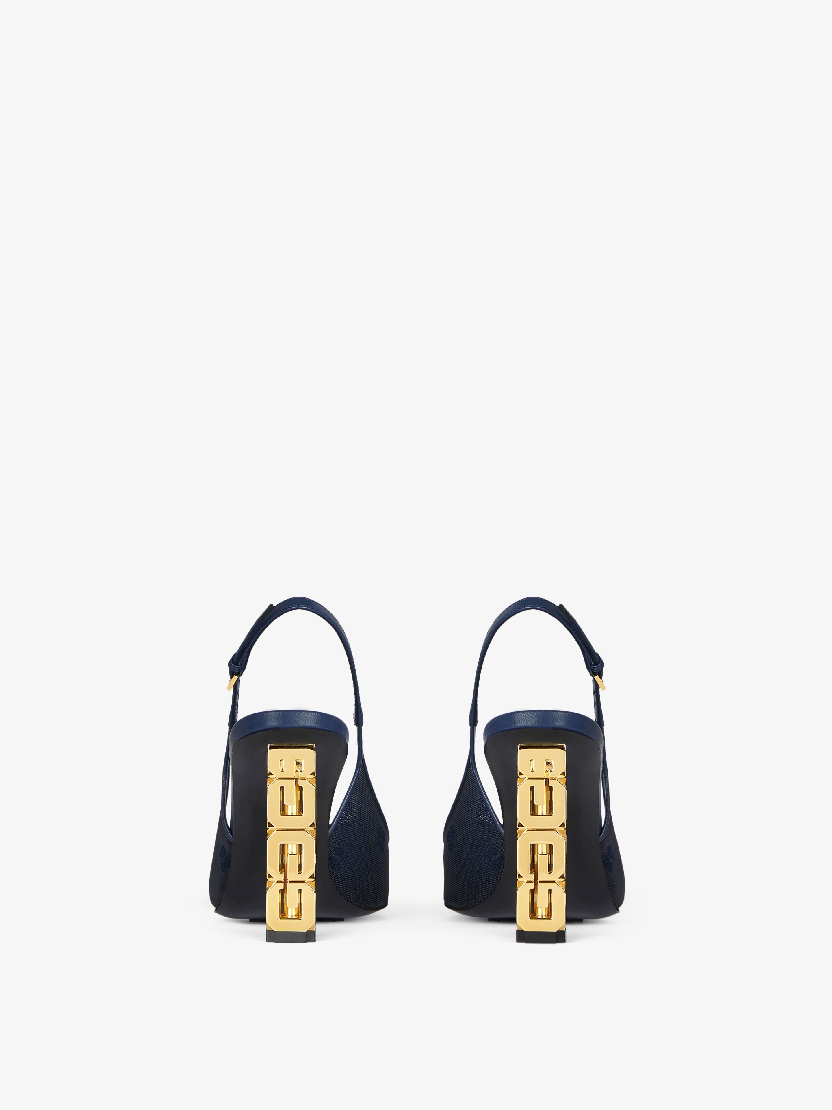 Givenchy G Cube Slingbacks In 4g Mesh In Navy