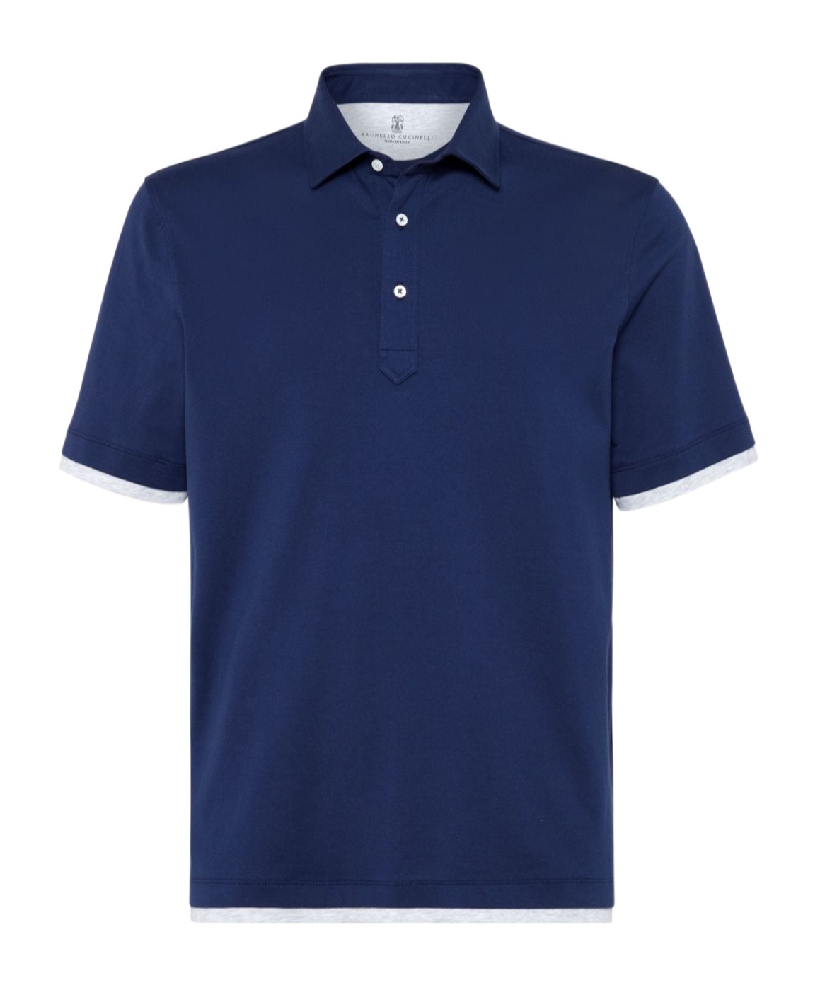 Brunello Cucinelli Double-layer Cotton Polo Shirt In Blue