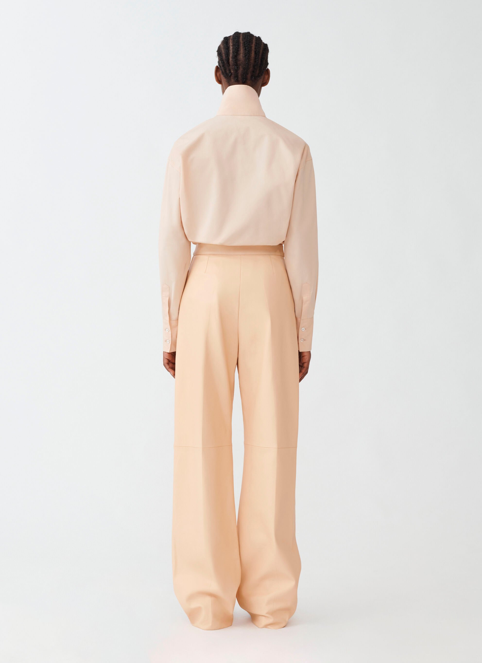 Fabiana Filippi Poplin Shirt With Stand Up Collar In Nude