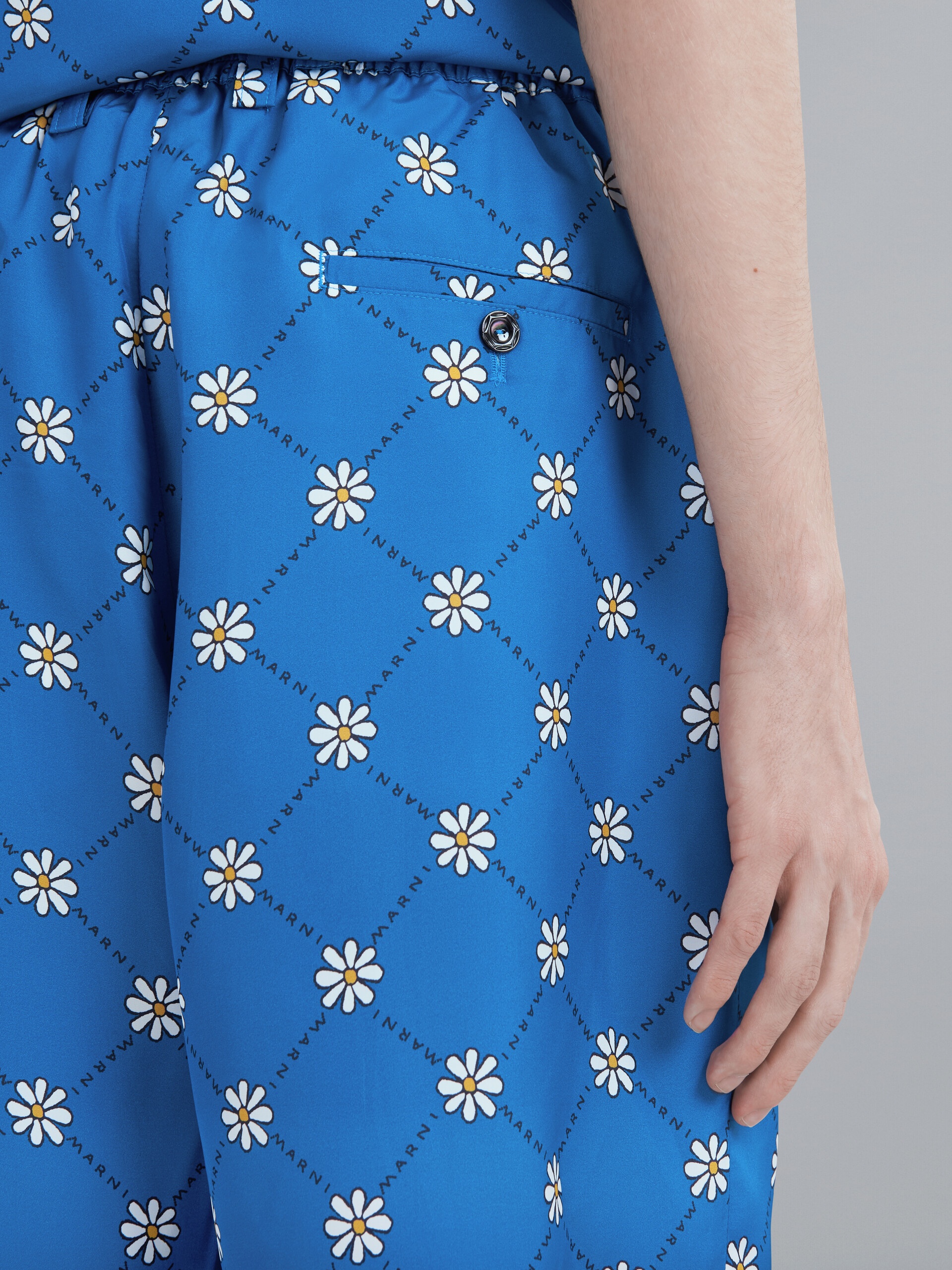 Marni Daisy-print Track Shorts In Blue