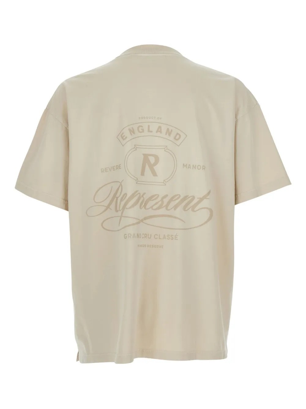Represent White Crewneck T-shirt With Logo Lettering On The Front And Maxi Logo Print On The Rear In Neutral
