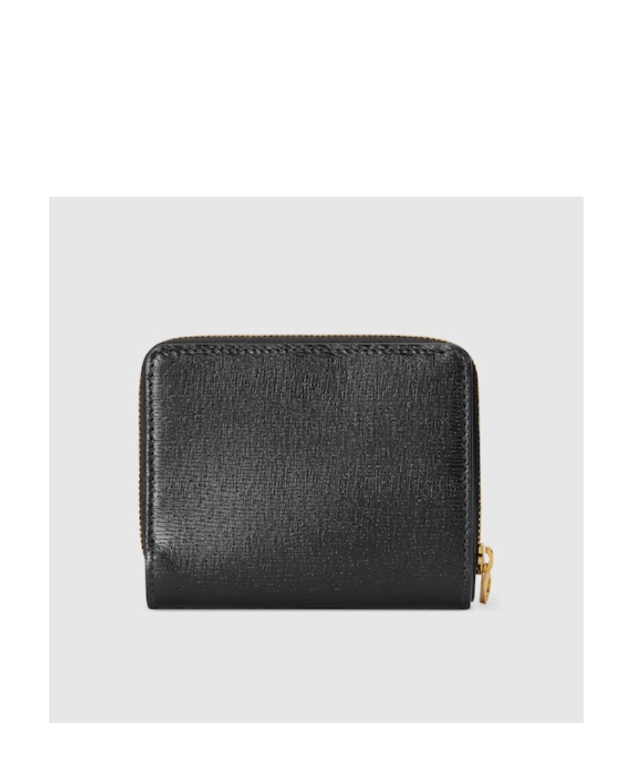 Gucci Mini Logo-script Leather Wallet In Black