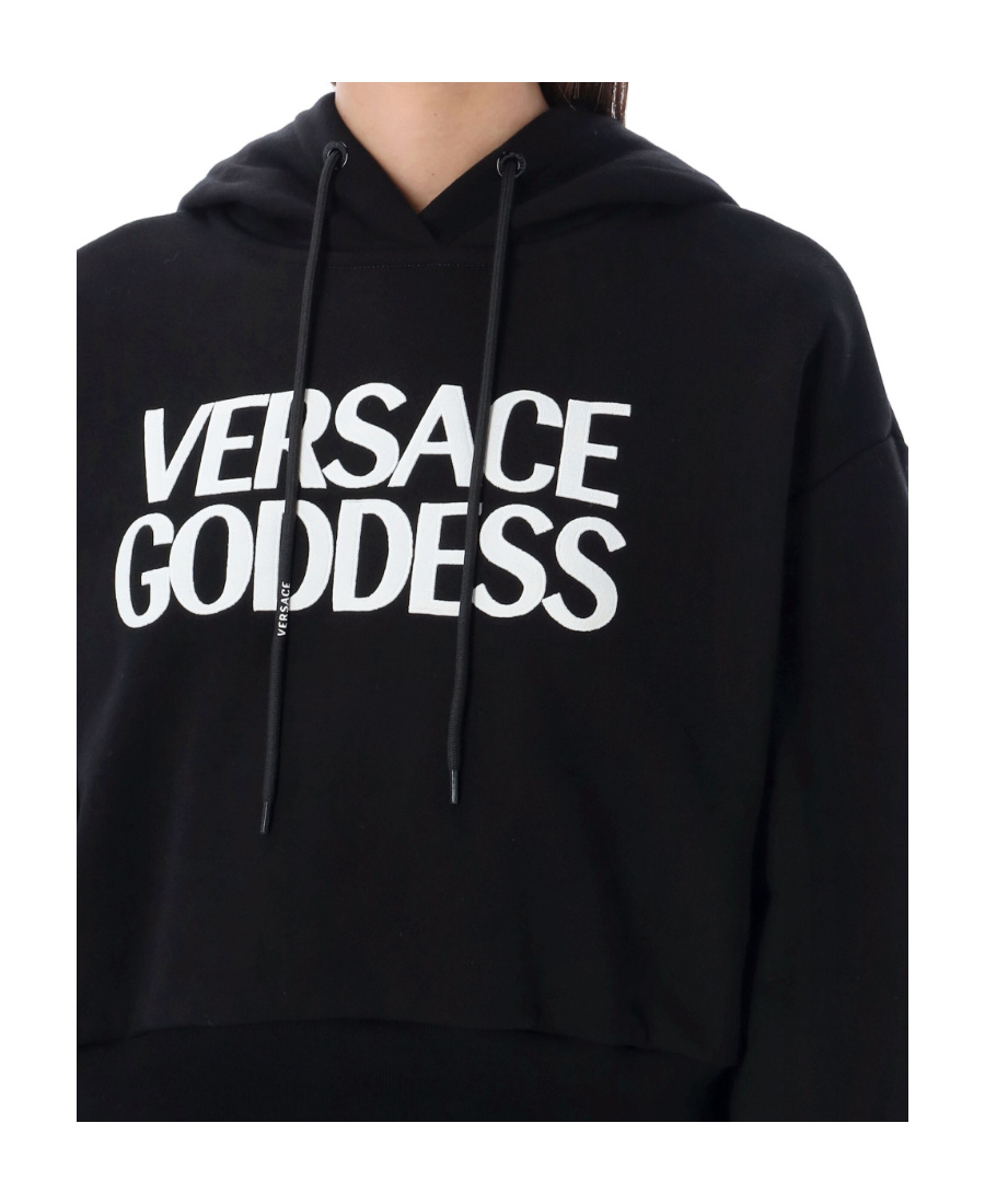 Versace Goddess Logo Hoodie In Black