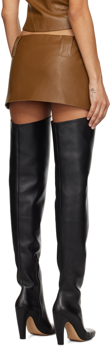 Aya Muse Polished Synthetic Leather Short Skirt In Black