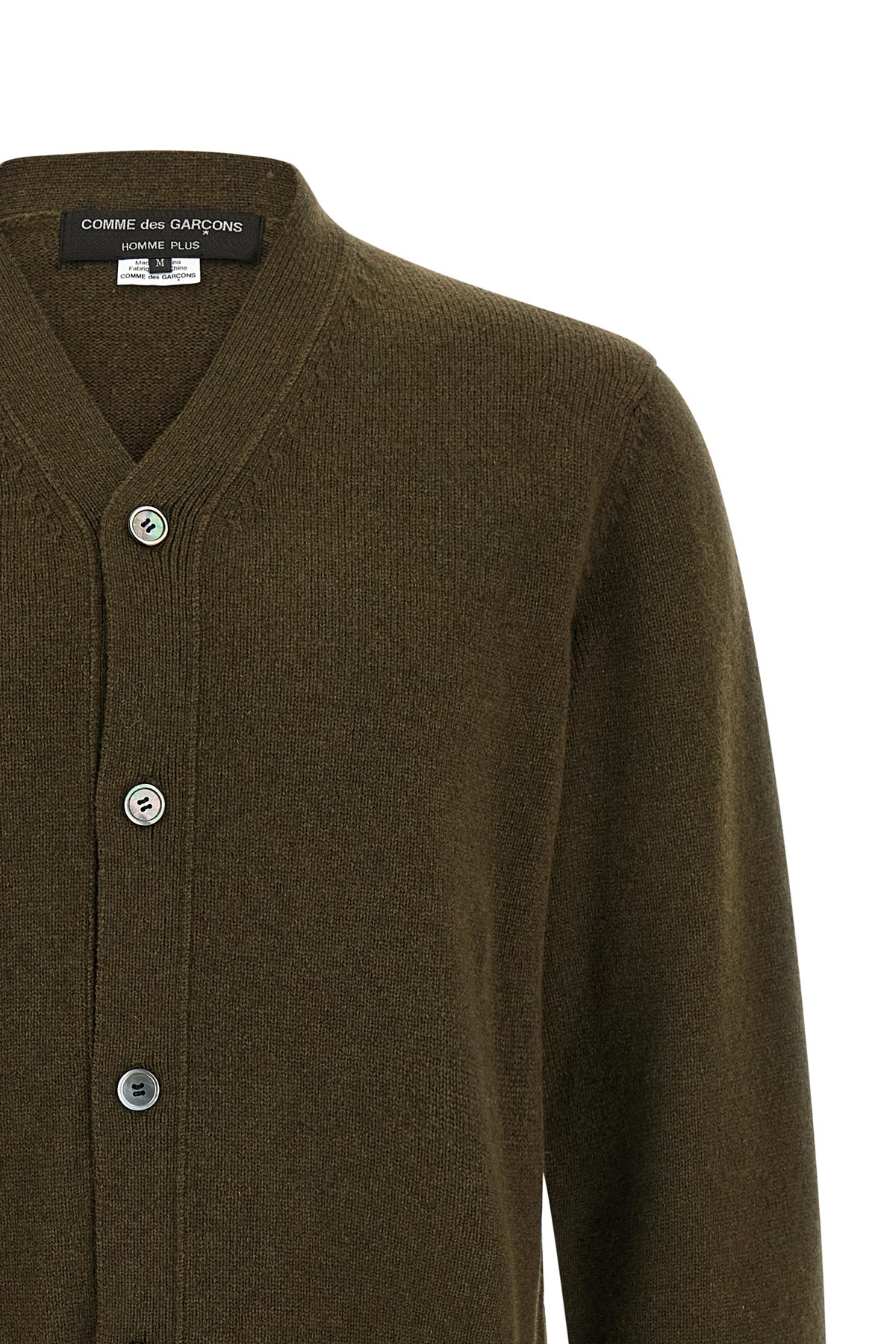 Comme Des Garçons Homme Plus Jacquard Insert Knit Cardigan In Green