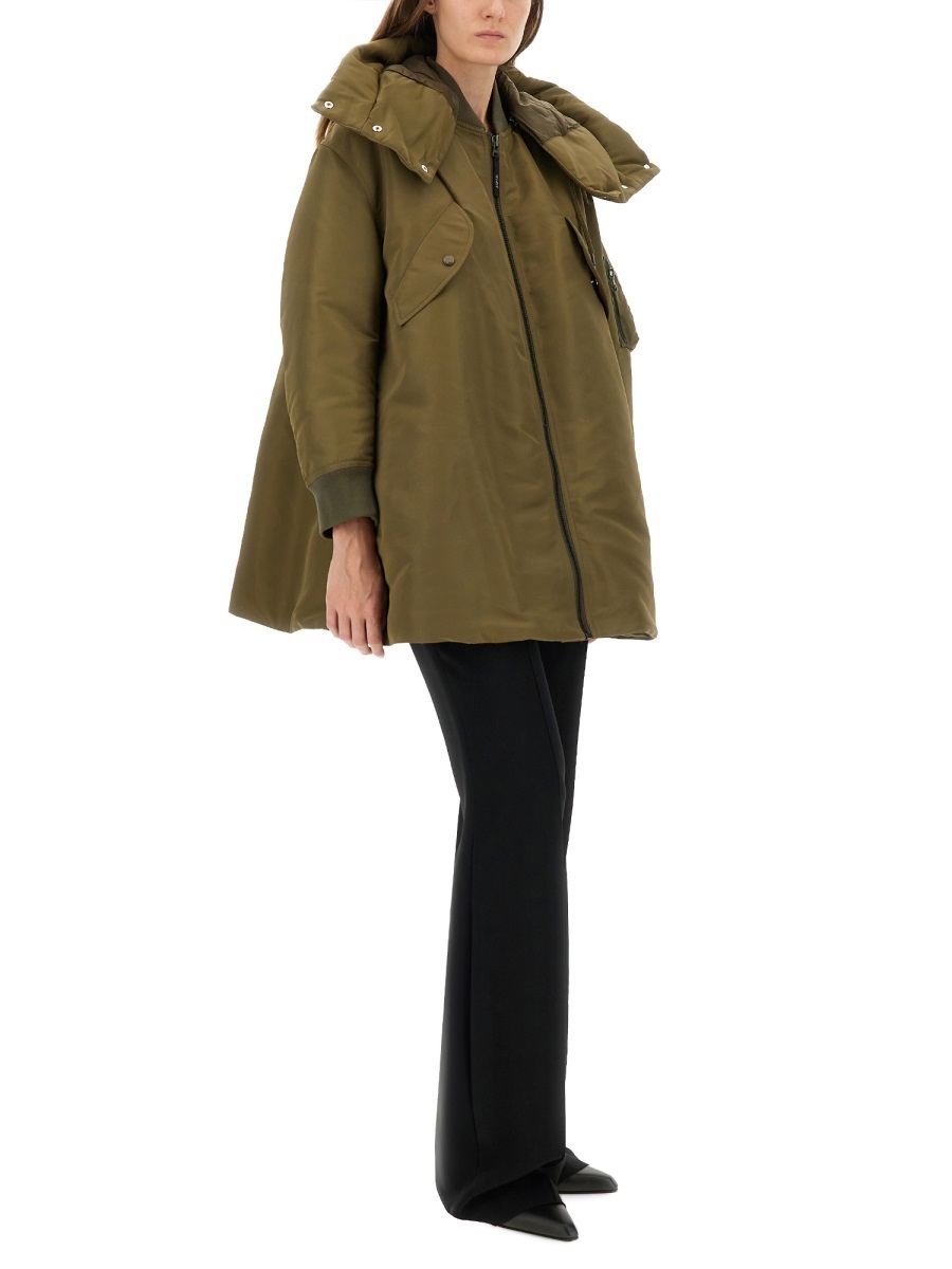 Aspesi Long Hooded Padded Coat Pockets In Green