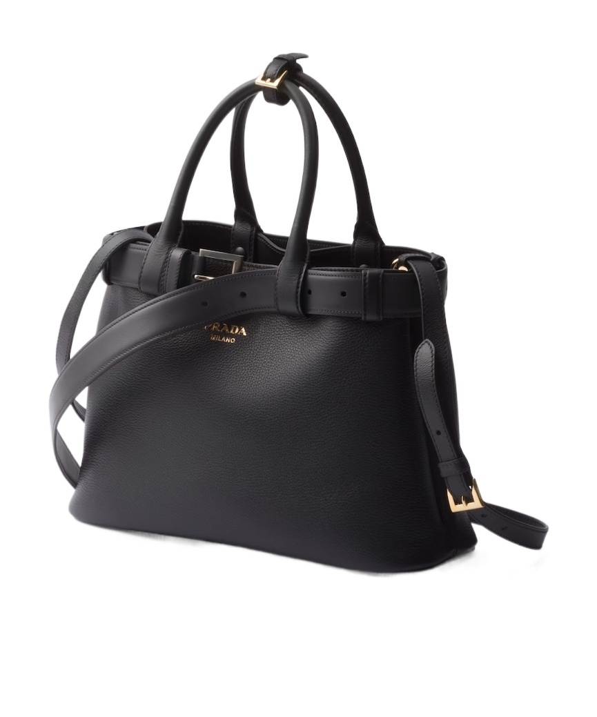 Prada Medium Leather Top Handle Bag In Black