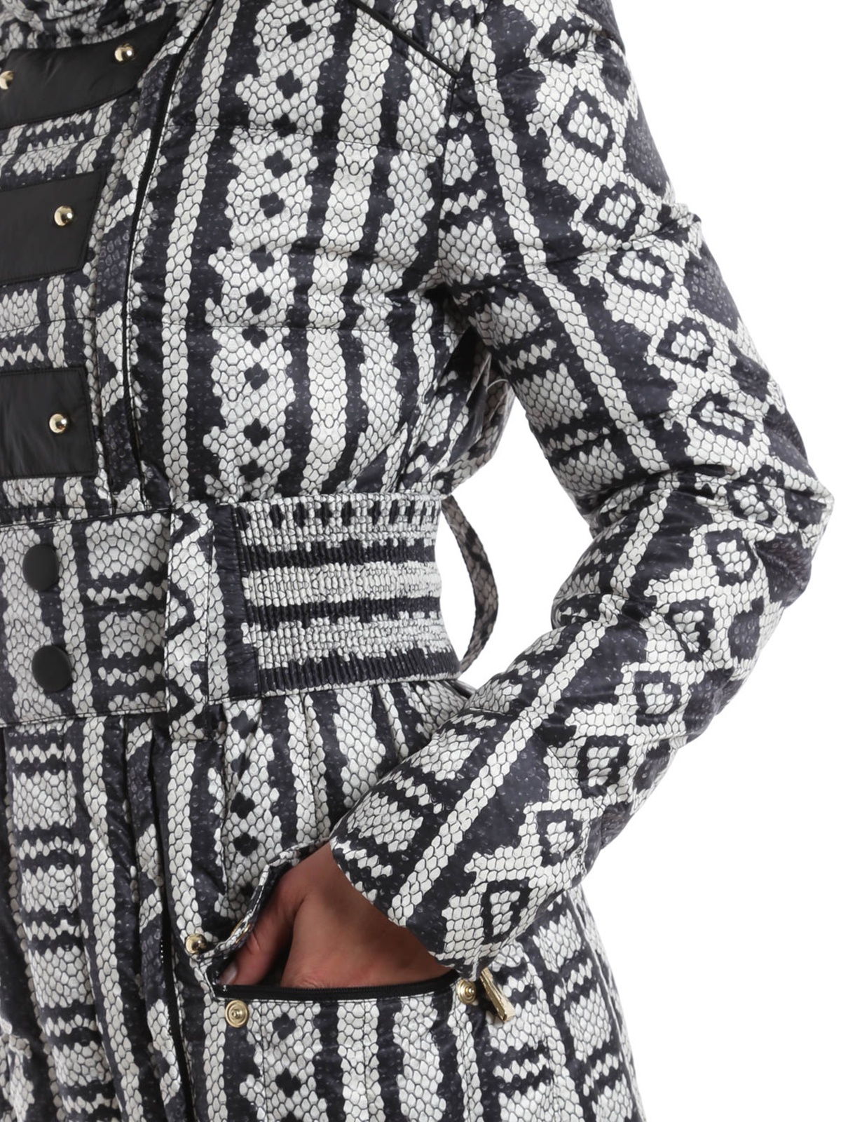Just Cavalli Serpentine Printed Down Jacket In Gray