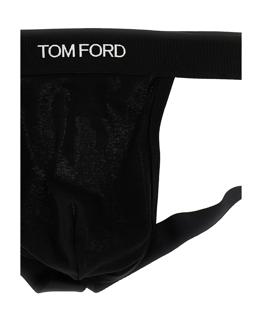 Tom Ford Waistband Stretch Sheer Fabric Briefs In Black