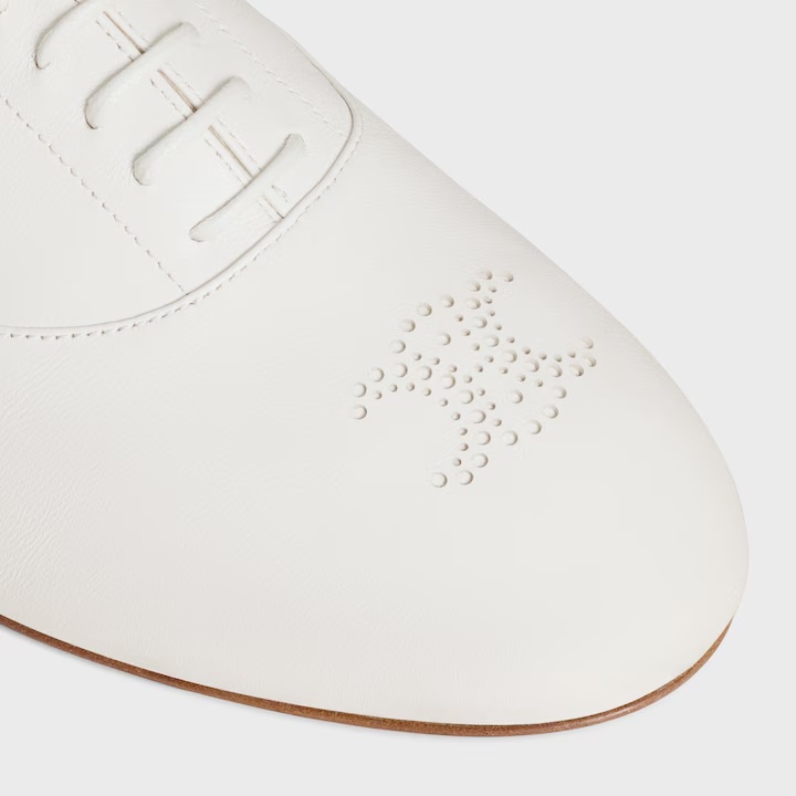 Celine Lise Perforated Triomphe Richelieu In Lambskin In White
