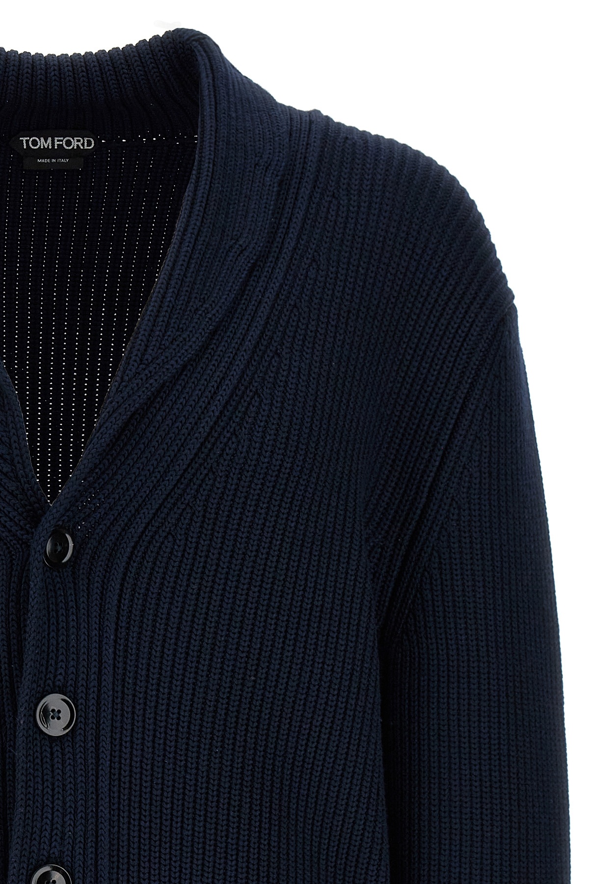 Tom Ford Silk Cardigan With Front Pockets And Shawl Collar In Black