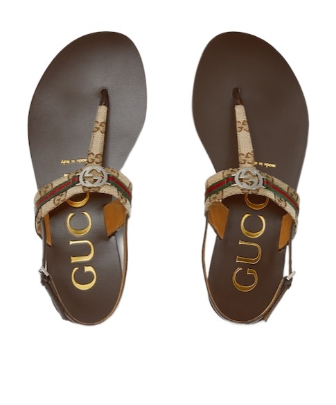 Gucci Kika Gg Flat Thong Slingback Sandals In Brown